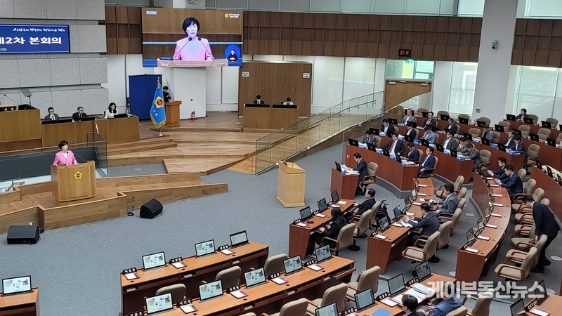 이채영 경기도의회 의원이 6일 열린 '제371회 임시회 제2차 본회의'에서 5분 자유발언을 하고 있다. / 김교민 기자