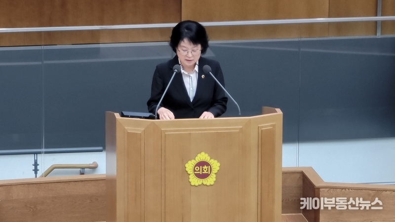 김미리 경기도의회 의원이 6일 '제371회 임시회 제2차 본회의'에서 5분 자유발언을 하고 있다. / 김교민 기자