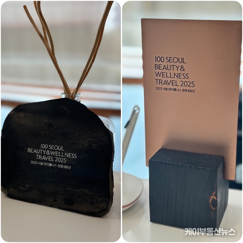 웰니스라운지 본점은 ‘쉼을 통해 힐링과 뷰티를 선사하는 공간’이라는 철학 아래, 고객 맞춤형 테라피와 토탈 케어 프로그램으로 높은 점수를 받았다. (‘웰니스라운지 본점,‘2025 KBT 코리아 뷰티 100선(Korea Beauty Top 100)’ 스파 부문 선정 상패)