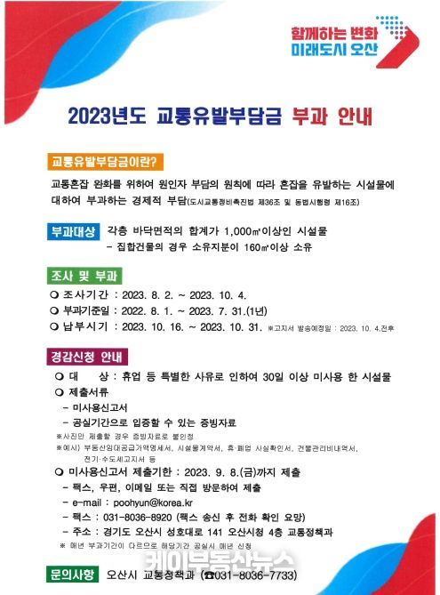 교통유발부담금 부과 시설물 전수조사