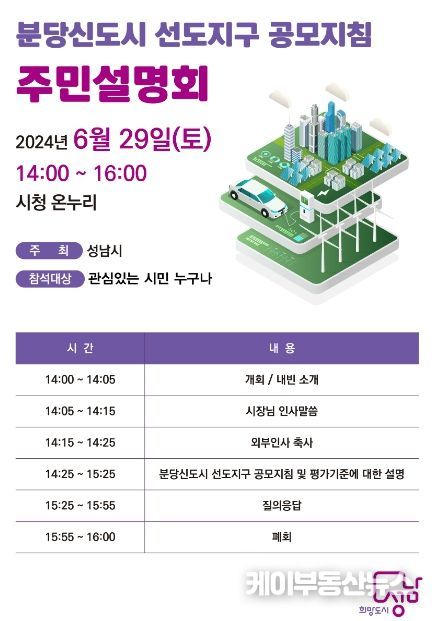 성남시, 분당신도시 선도지구 공모지침 주민설명회 개최
