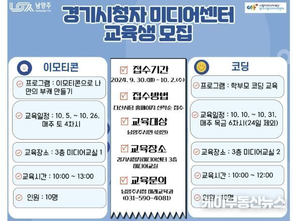 남양주시, '코딩 및 이모티콘 교육 3기' 운영