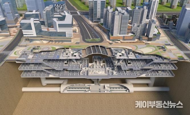 GTX운정역 환승센터+환승주차장_절개도(LH제공 '상기 이미지는 이해를 돕기 위한 조감도로 실제 시공과 차이가 있을 수 있습니다')