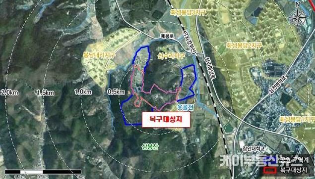 화성문화생태공원 봉담3지구 훼손지복구사업 대상지 위치도